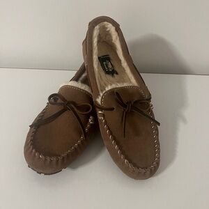 Roots Brown Suede Fur-Lined Slip-Ons with Cream Lining